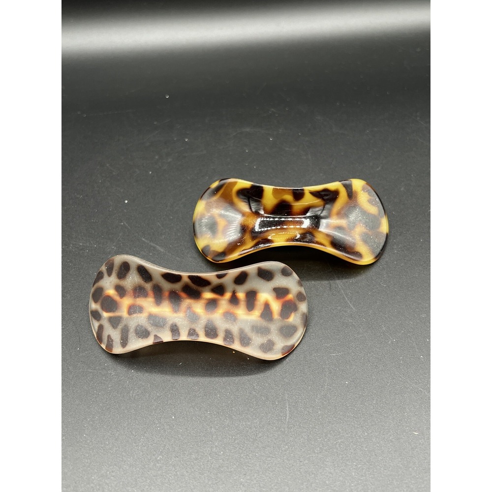 Helfrance Barrette Hair Clip Brown Large Arched Curved France‎ - Set Of 2